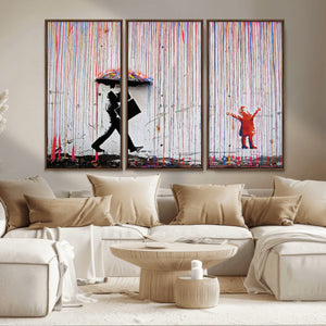 Banksy Wall Art Canvas Print, Framed Graffiti Art Picture