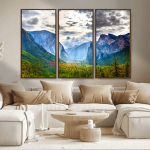 Yosemite Park Half Dome 3 Panel Canvas Print | Large Giclée