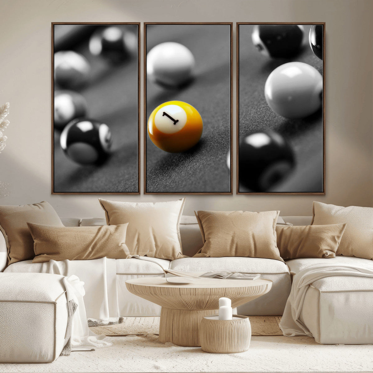 Wall Art Pool Table and Balls Canvas Print