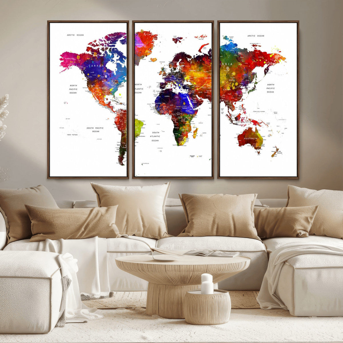 World Map Canvas Print – Detailed Map of the World Wall Art
