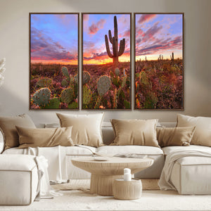 Arizona Desert Wall Art Canvas Print - Framed Deser Sunset