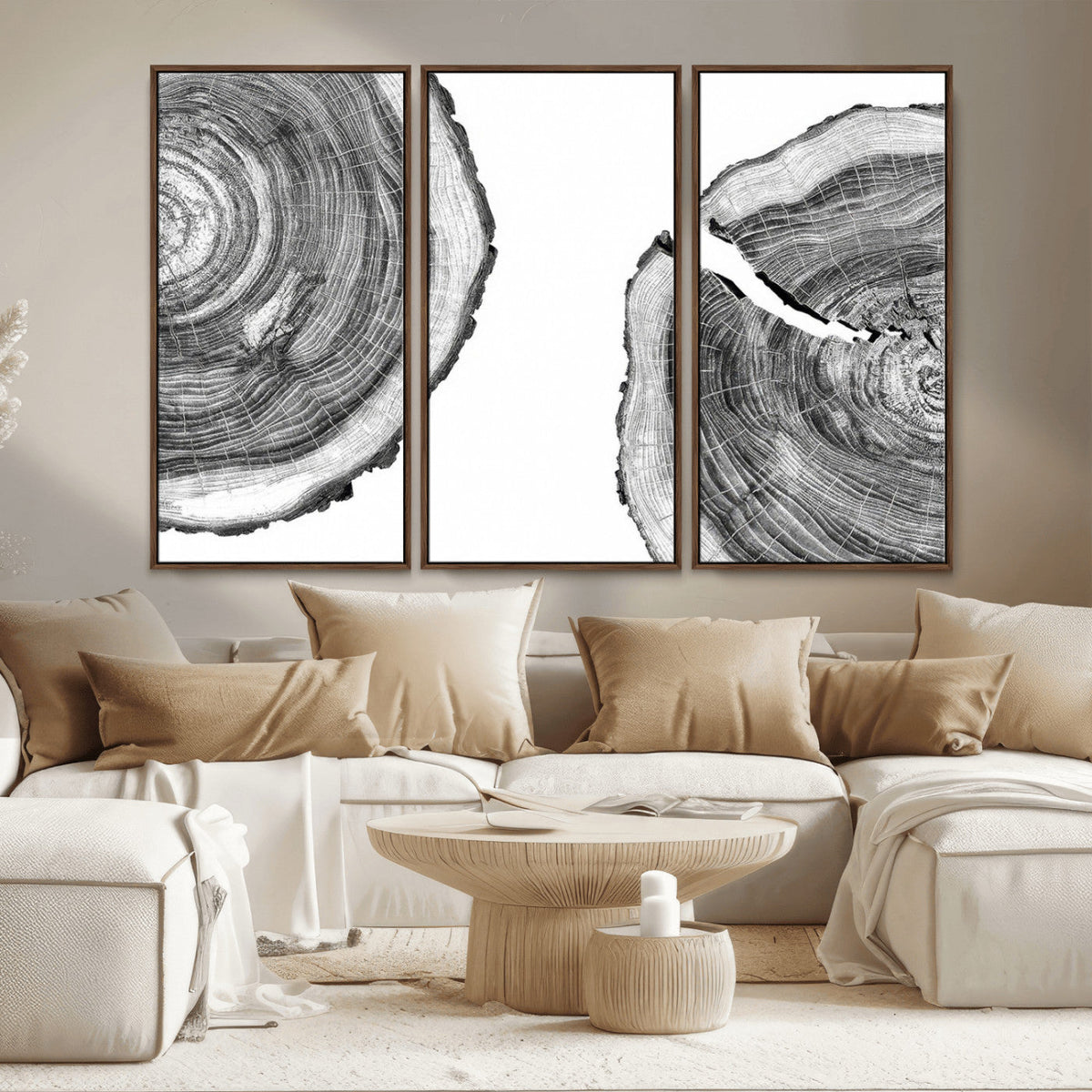 Abstract Large Tree Rings – Minimalist Black and White Wood