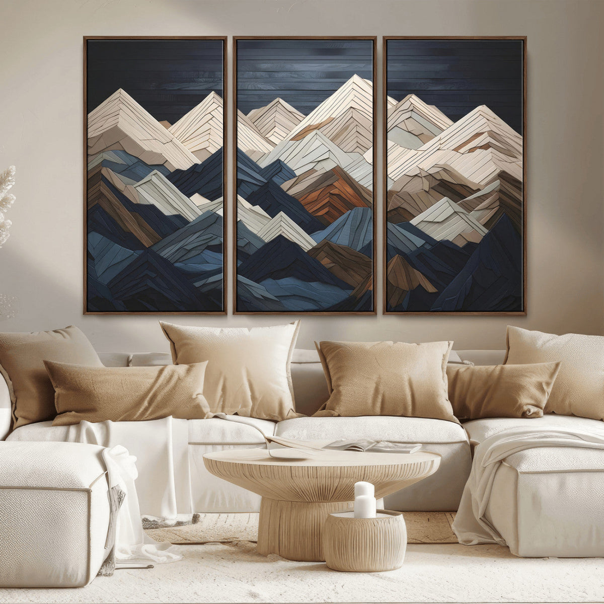 Mountain Wall Art – Modern Geometric Landscape Canvas Print,