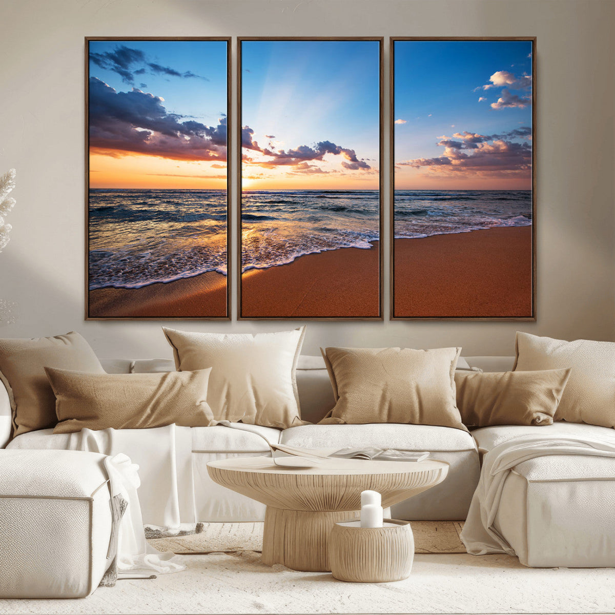 Golden Hour Beach Sunset Wall Art | Canvas Print | Ready to