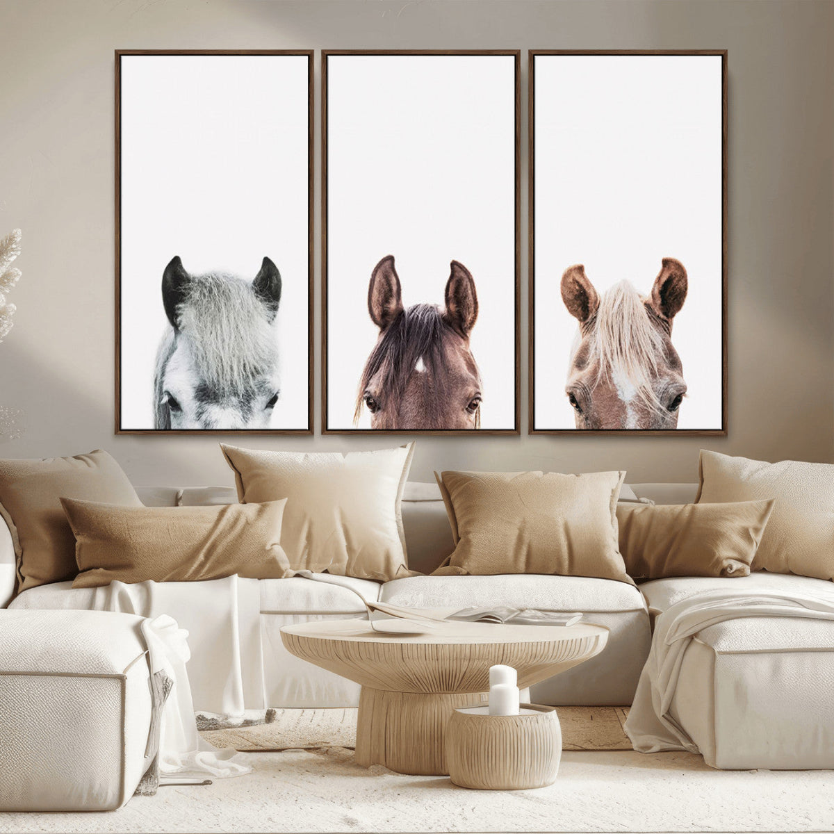 Horse Wall Art - Minimalist Horse Triptych Wall Art – Modern