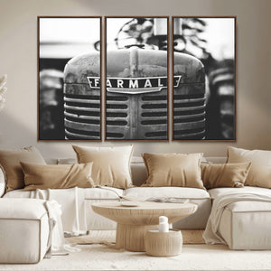 Vintage Farmall Tractor Wall Art Canvas Print, Rustic