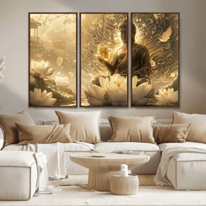 Golden Buddha Wall Art | Yoga Room Decor and Meditation Room