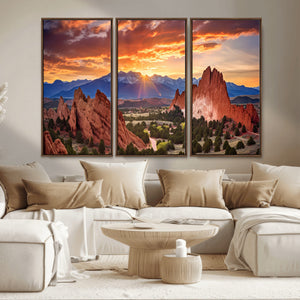 Rocky Mountains Sunset Wall Art Canvas Print – Ready to