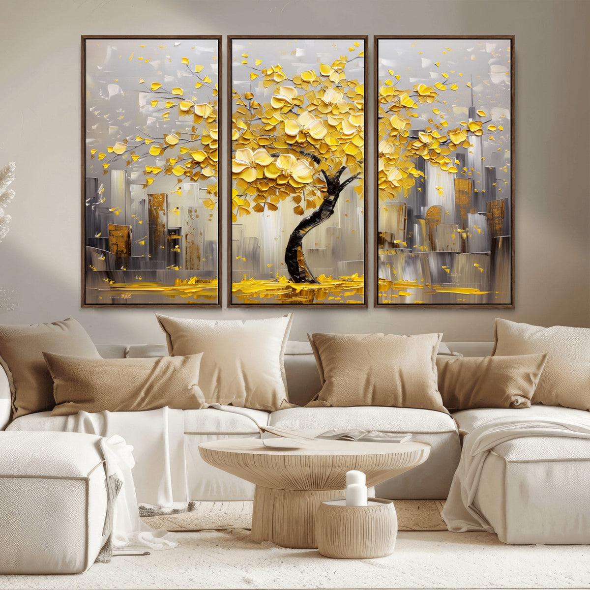 Golden Tree Canvas Print | Abstract Wall Art for Modern