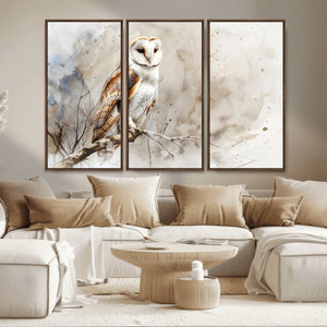Barn Owl Wall Art | Watercolor Canvas Print | Perfect for