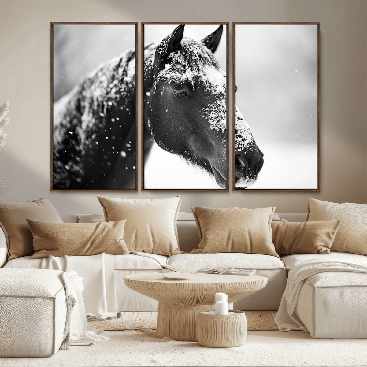 Horse Canvas Print - Winter Horse Snow Wall Art Canvas Print