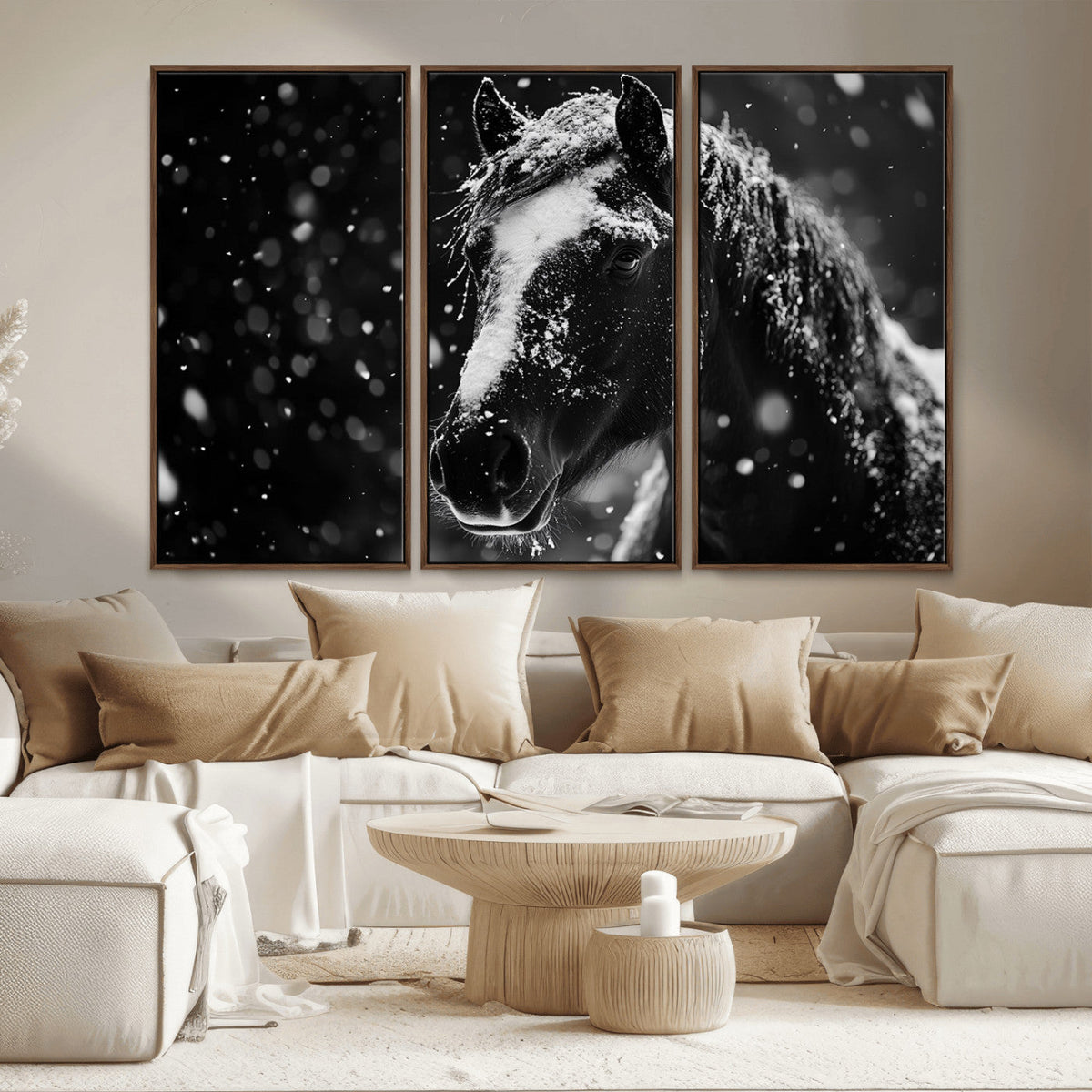 Winter Horse Wall Art | Black and White Horse Print | Ready