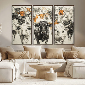 Texas Longhorn Wall Art Canvas Print – Herd Abstract Cow