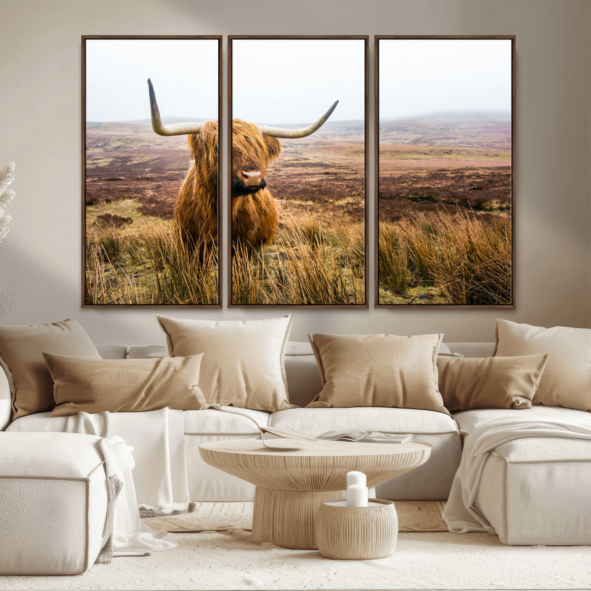 Scottish Highland Cow Canvas Wall Art – Rustic Farmhouse
