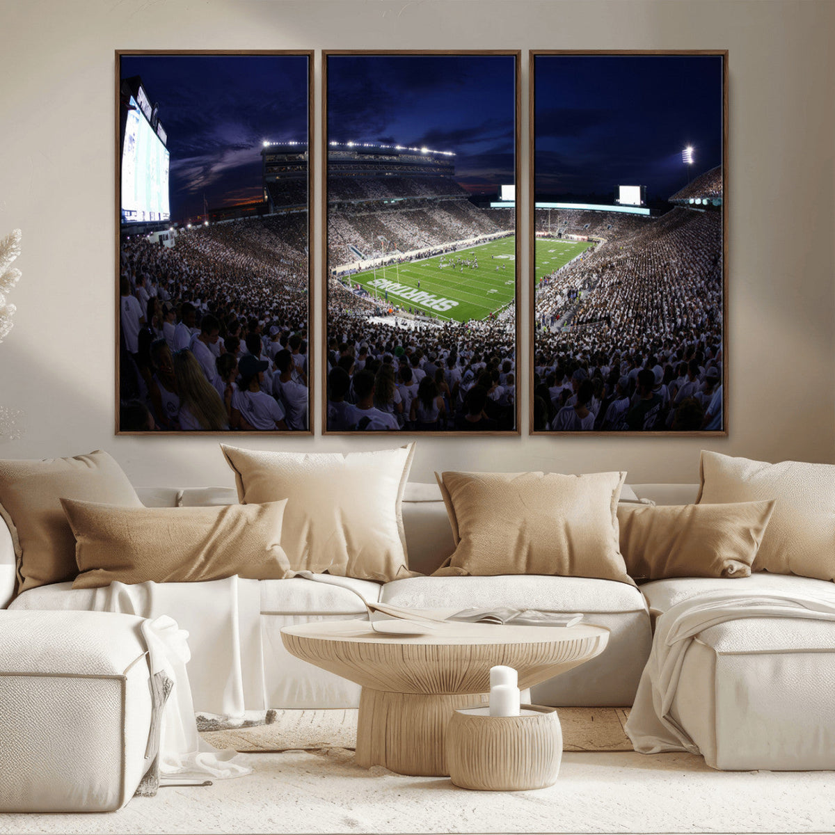 Michigan State Spartans Canvas, Framed Football Team Print -