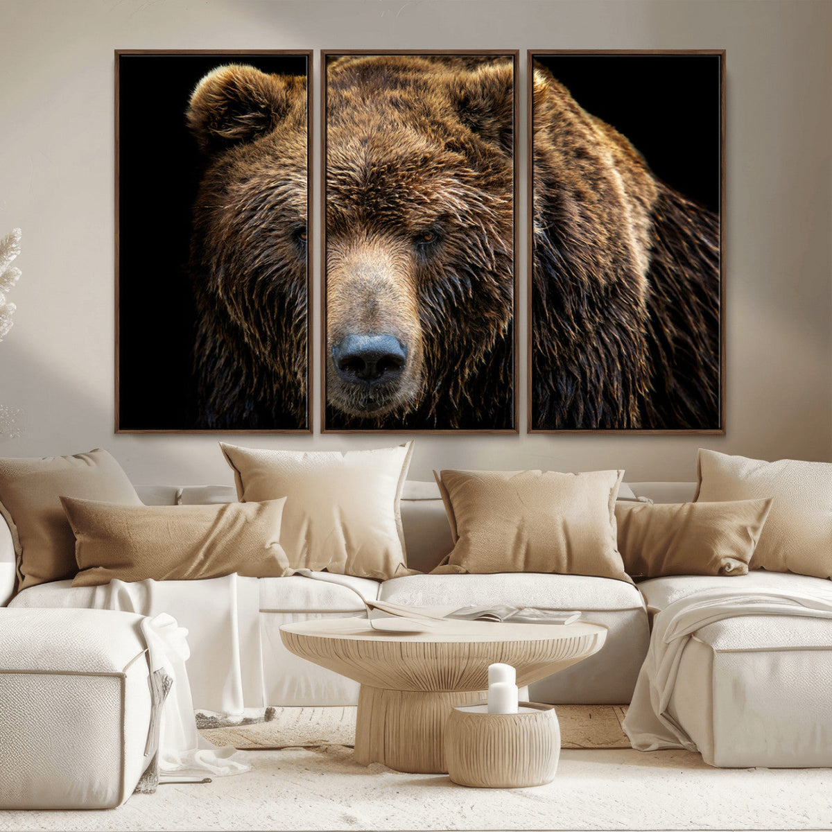 Grizzly Brown Bear Canvas Wall Art, Wildlife Animal Canvas