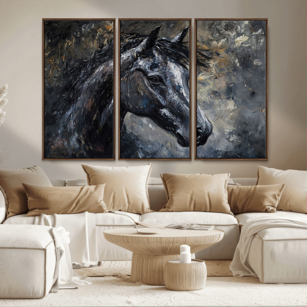 Large Abstract Horse Wall Art Canvas Print | Farmhouse Wall