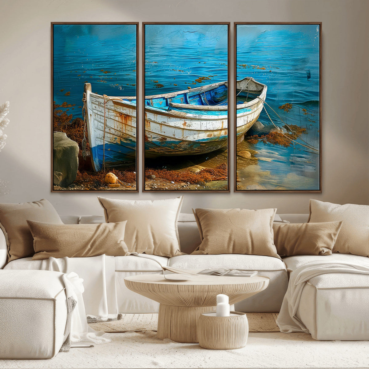 Vintage Boat on Tranquil Waters | Coastal Wall Art for