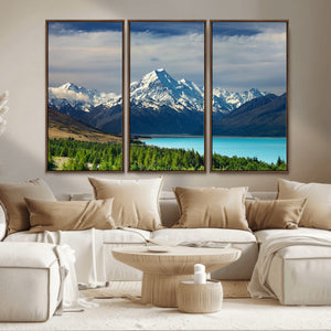 Mount Cook and Lake Pukaki Canvas Wall Art Print – Majestic