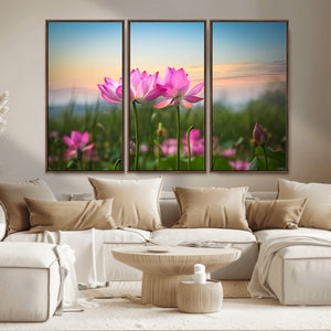 Pink Flower on the Mountain Canvas Print, Framed Pink Flower