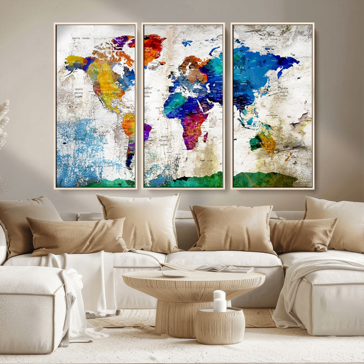 World Map Canvas Print – Framed Travel Map Wall Art for