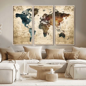 World Map Canvas Print – Detailed Map of the World Wall Art
