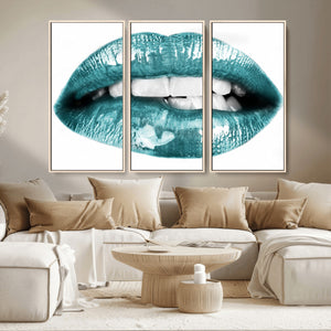 Blue Lips Wall Art Canvas Print