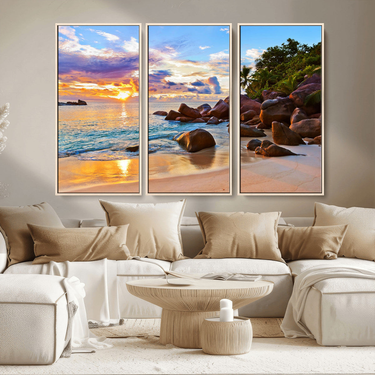 Tropical Island Beach Sunset Canvas Print