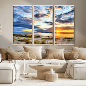 Sunset On The Ocean Wall Art Canvas Print
