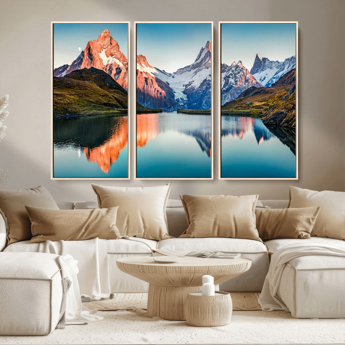 Landscape Mountain and Lake View Wall Art Canvas Print