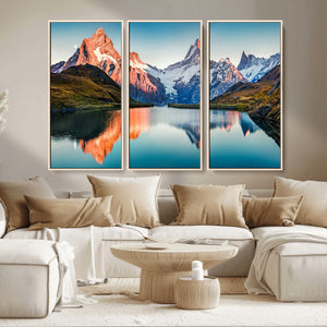 Landscape Mountain and Lake View Wall Art Canvas Print