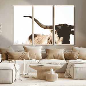 Texas Longhorn Wall Art Canvas Print | 3-Panel Large