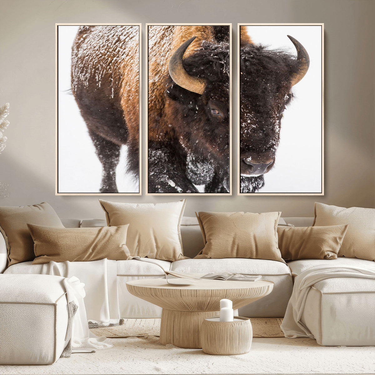 Bison Wall Art Canvas Print For Farmhouse, Wild Animal Wall