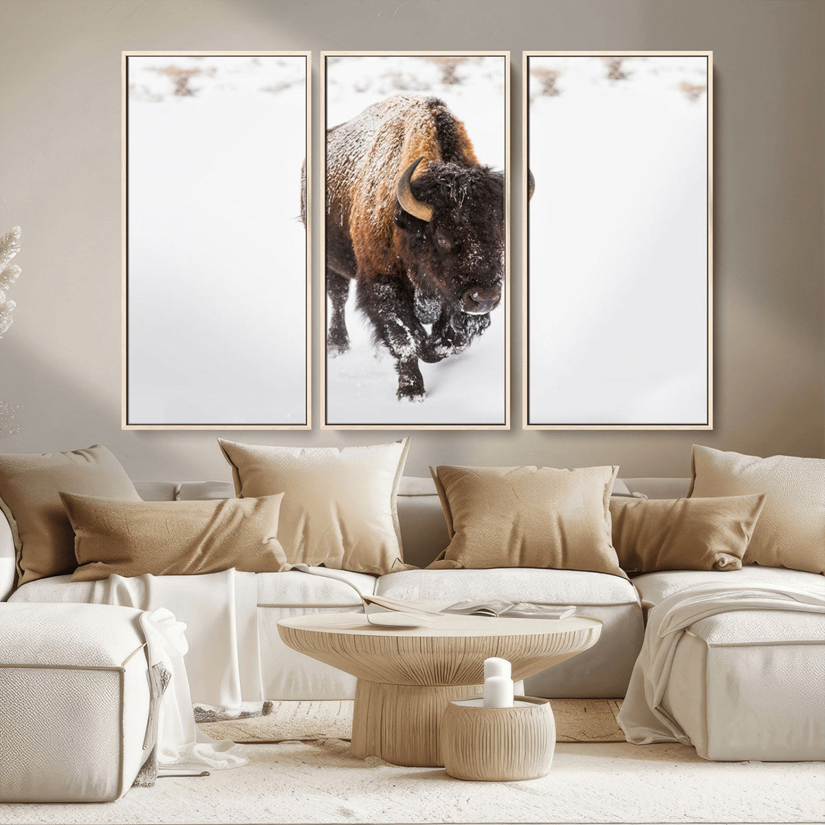Bison Winter Wall Art Canvas Print For Farmhouse Decor