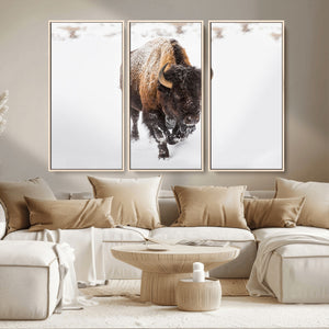 Bison Winter Wall Art Canvas Print For Farmhouse Decor