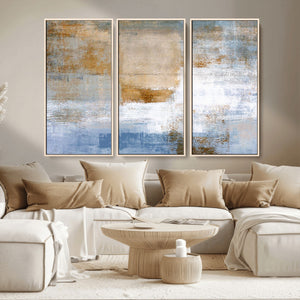 Blue Multi Panel Abstract Wall Art Canvas, Abstract Blue and