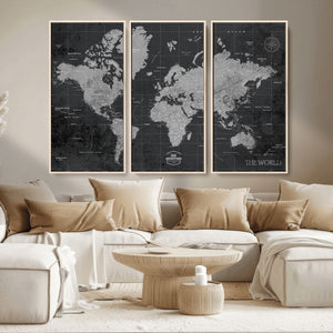 World Map Canvas Print – Detailed Map of the World Wall Art