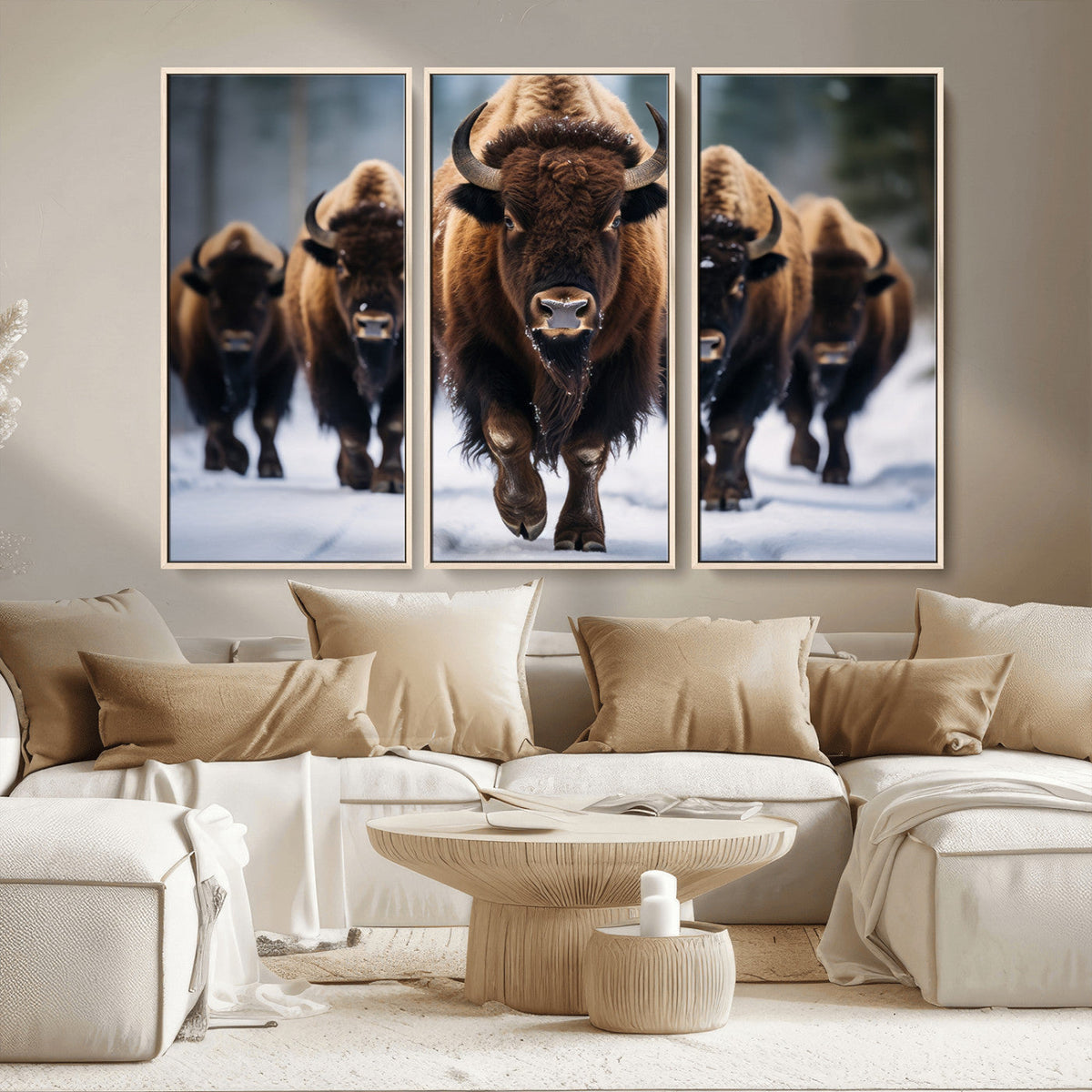 Buffalo Wall Art Canvas Print, American Bison Herd Wall Art