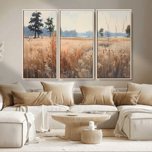 Golden Fields Canvas Wall Art Print – Serene Landscape of