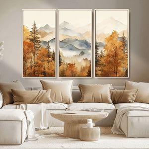 Golden Autumn Forest Wall Art Canvas | Mountain Landscape