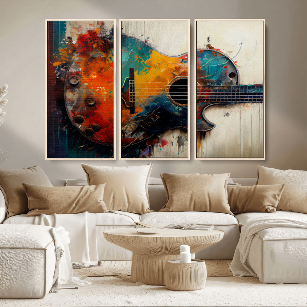 Abstract Guitar Wall Art Canvas | Vibrant Music-Inspired Art
