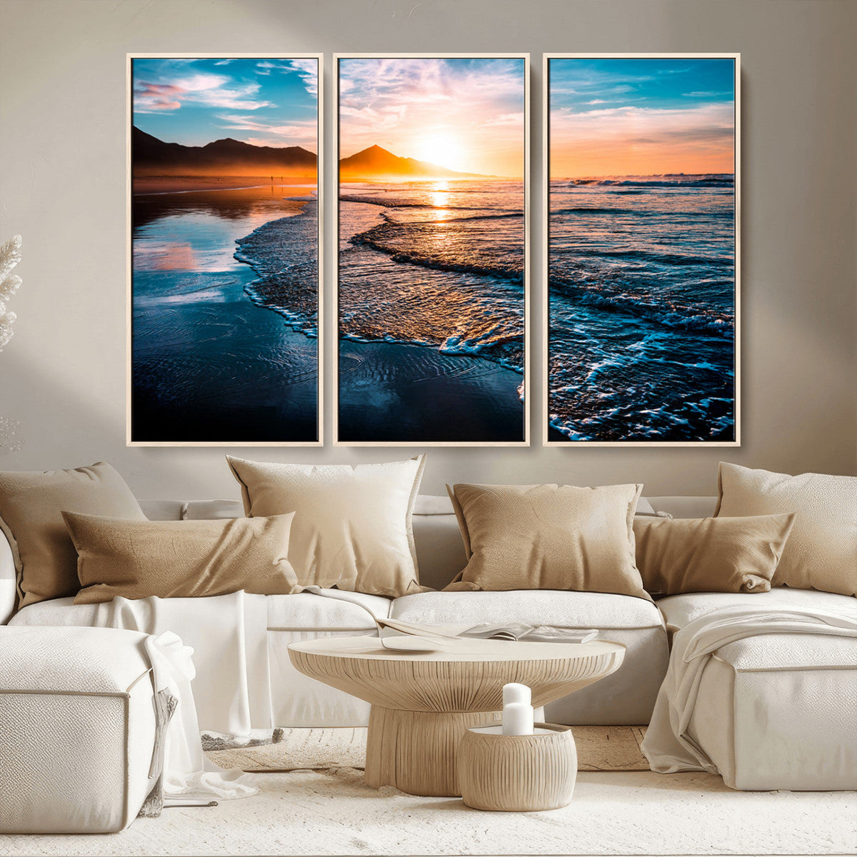 Sunset Beach Ocean Canvas Wall Art – Tranquil Ocean
