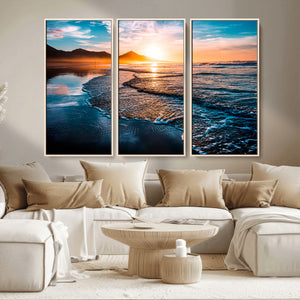 Sunset Beach Ocean Canvas Wall Art – Tranquil Ocean