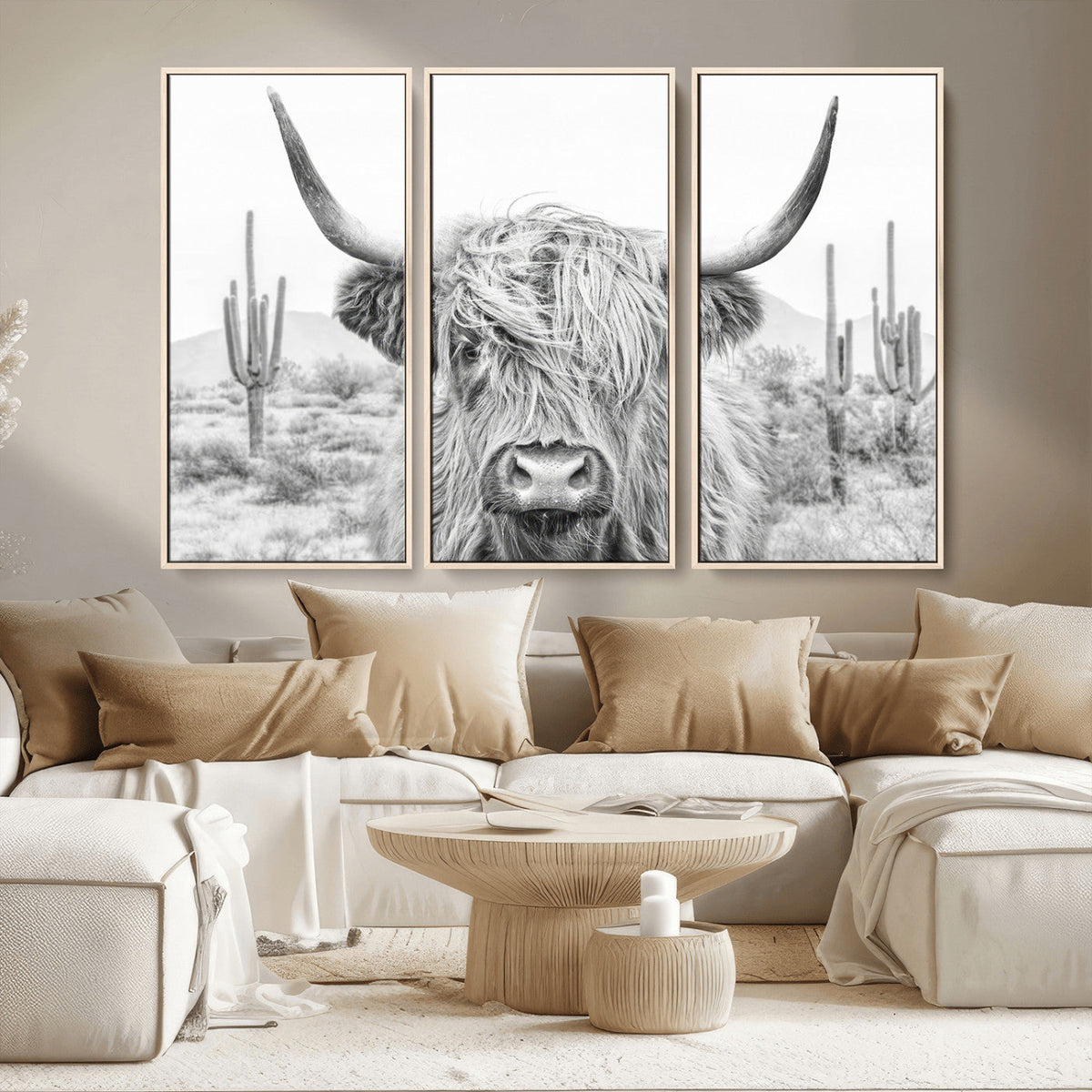Rustic Charm | Cow Longhorn Black White Bighorn Wall Art