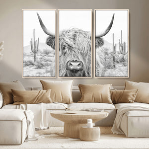 Rustic Charm | Cow Longhorn Black White Bighorn Wall Art