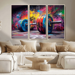 Abstract Graffiti Barbell Canvas Wall Art – Urban Fitness