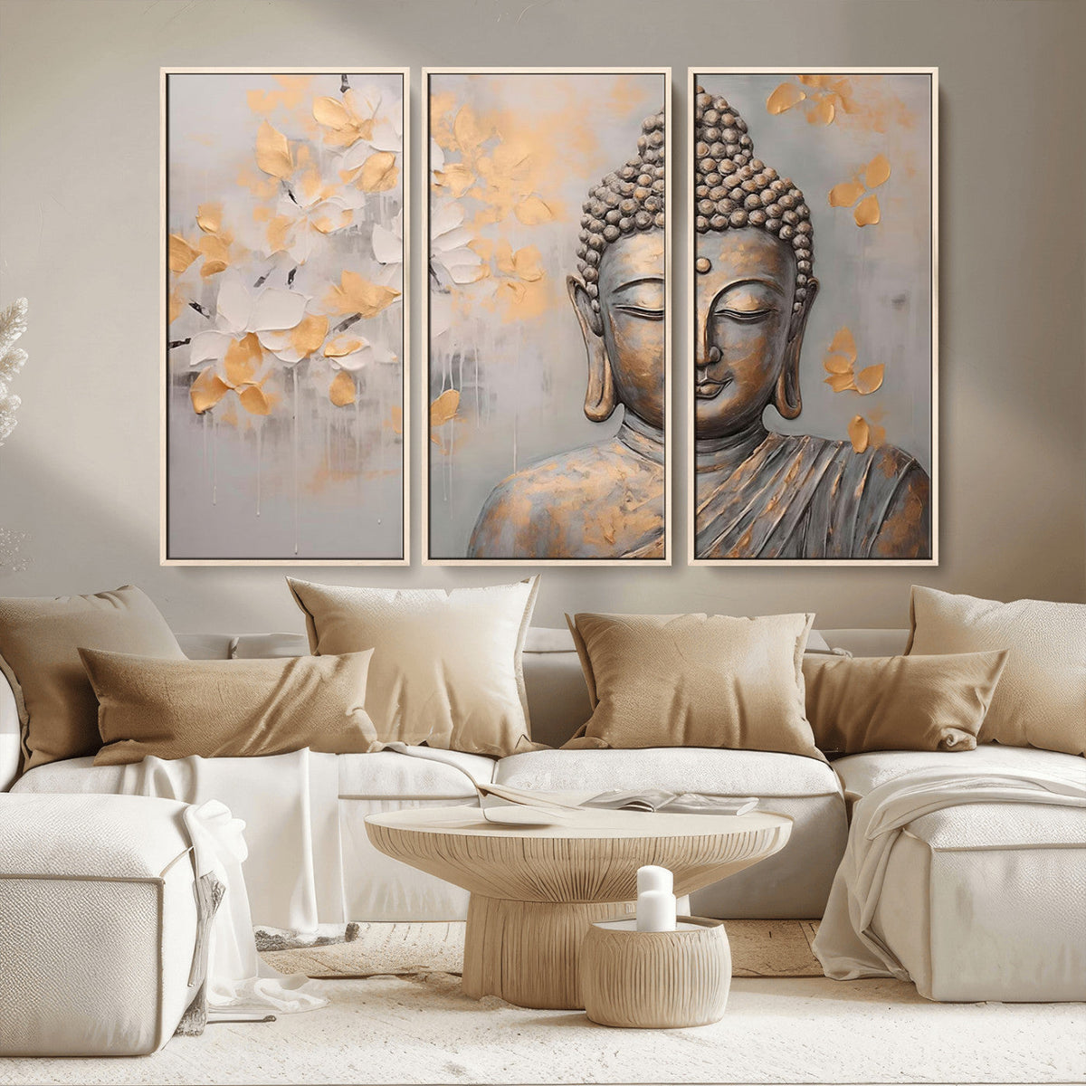 Abstract Buddha Statue Wall Art Canvas Print - Modern