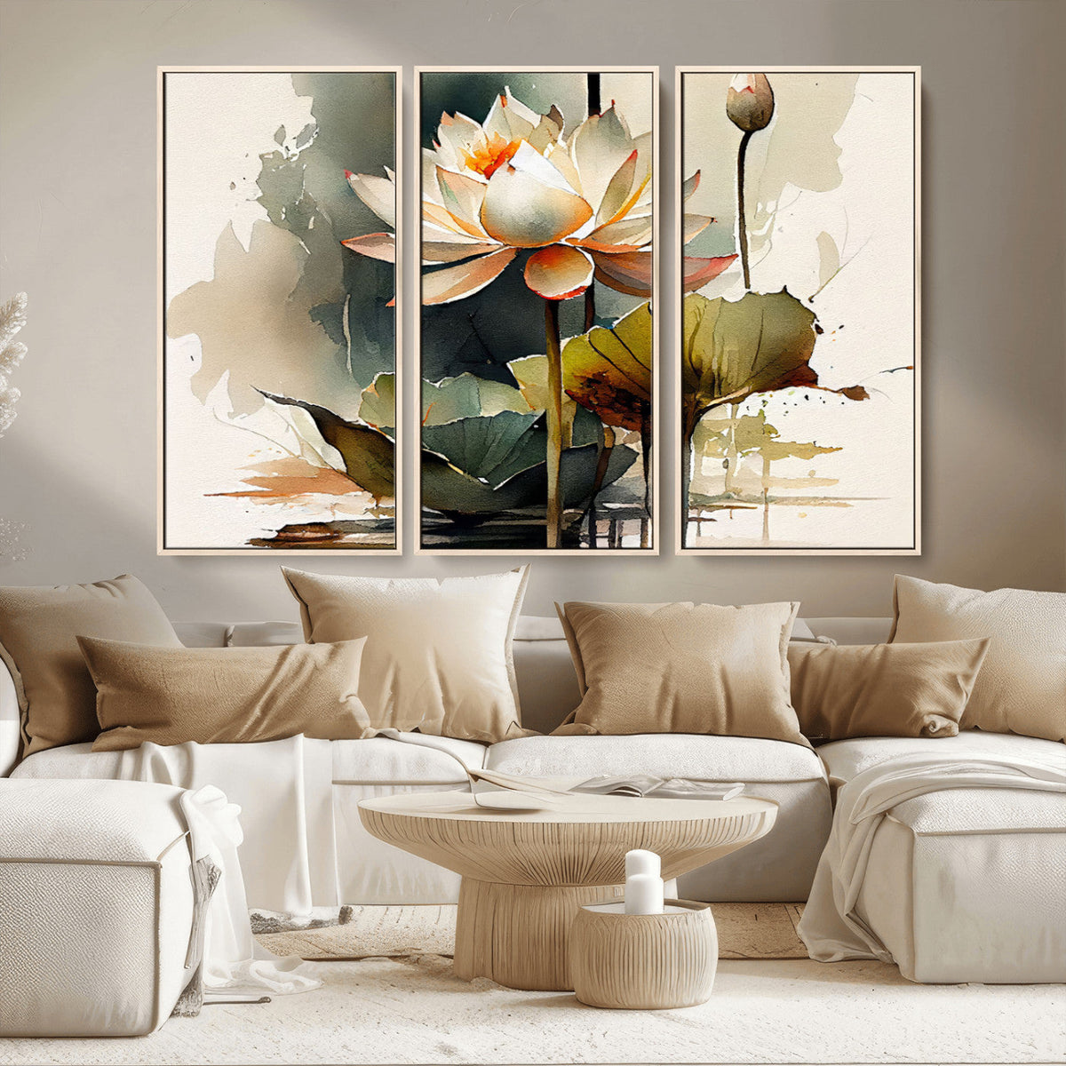 Lotus Flower Watercolor Canvas Print – A Symbol of Serenity
