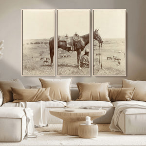 Cowboy Wall Art - Western Horse Canvas Print - Vintage
