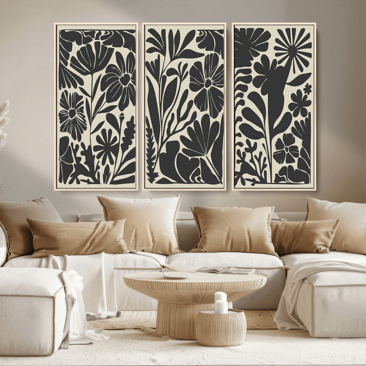 Modern Botanical Wall Art - Floral Black and White Canvas